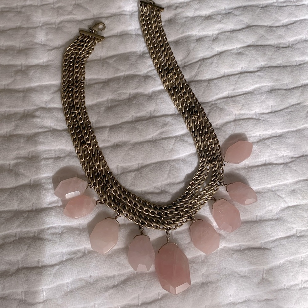 Rose Quartz bib necklace